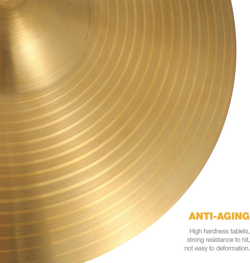 Veemoon 10 Inch Brass Cymbal Replacement Crash Cymbals Ride Drum Instrument Percussion Accessories Drum Kit for Beginner Player Percussion (Golden) - Image 4